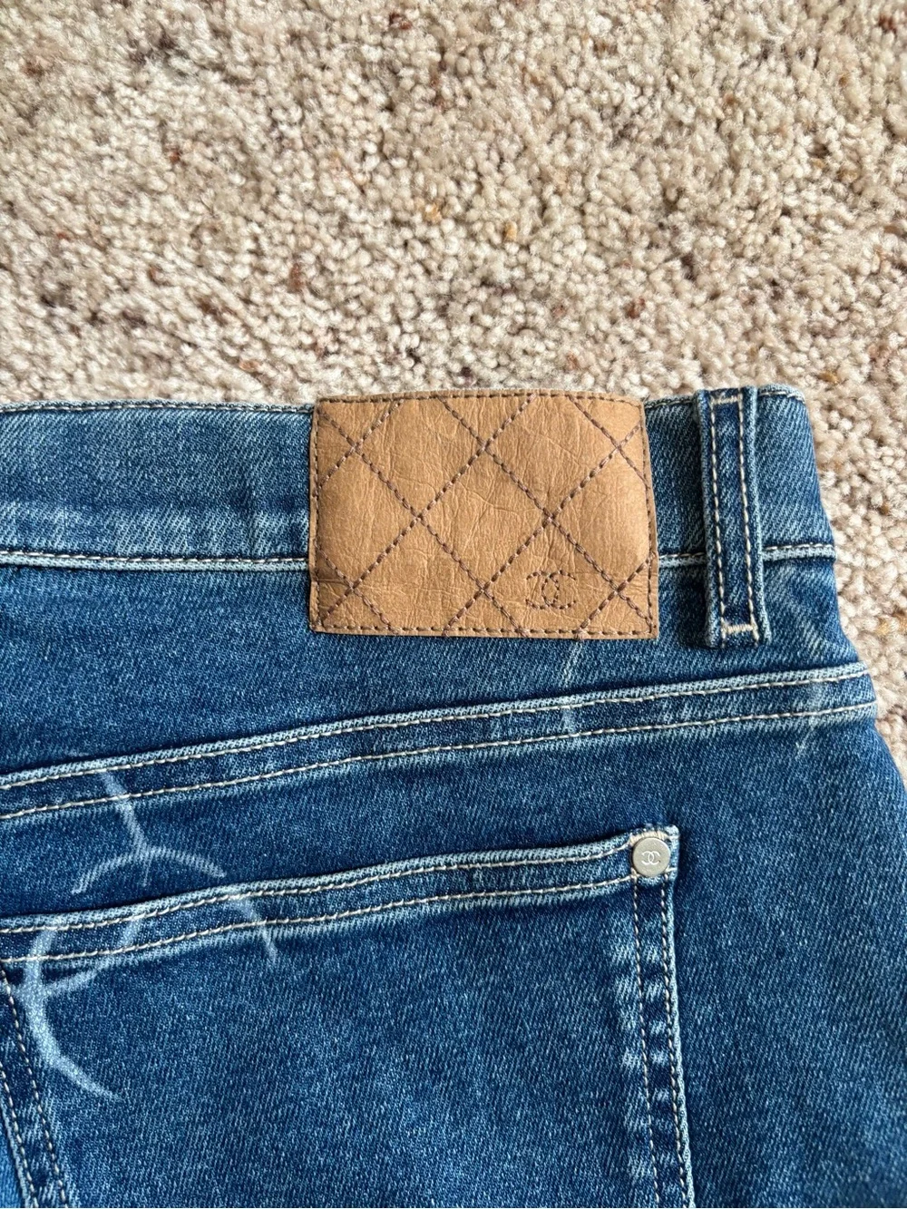 Chanel CC Logo Denim Straight Leg Jeans Size 42